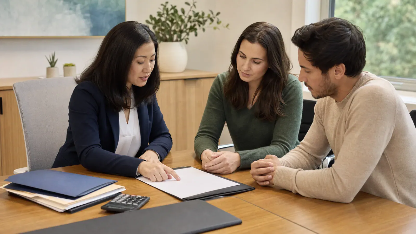 BC family lawyer reviewing a blank cohabitation agreement draft with a couple