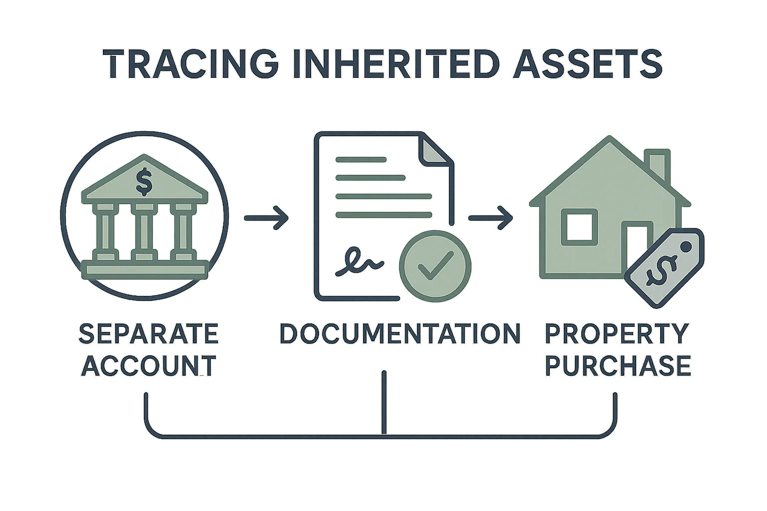 Infographic illustrating the process of tracing inherited assets